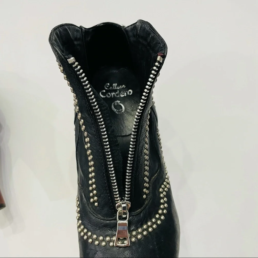 Calleen Cordero Free People Studded Platform Booties Wood Block Heal‎ Size &